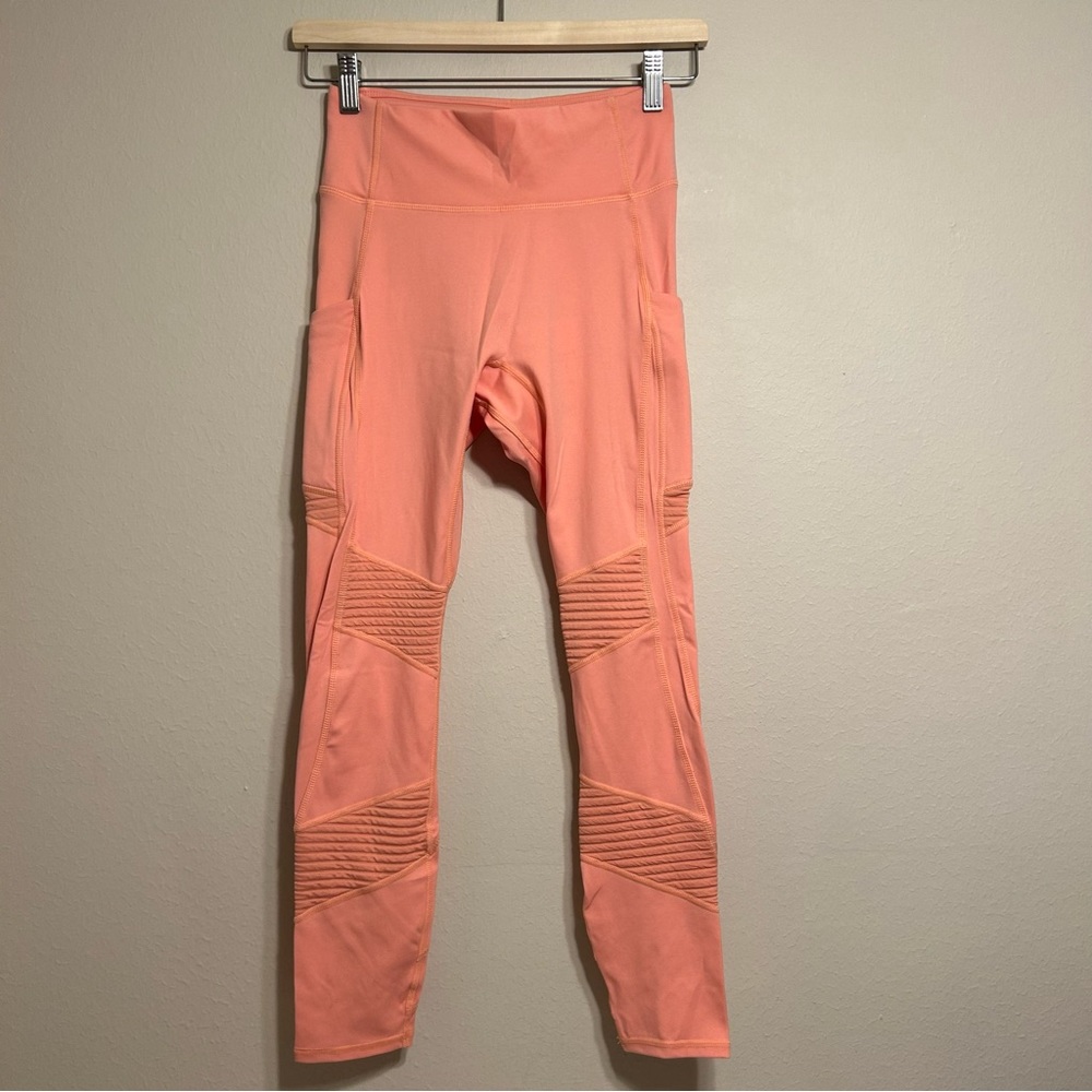 Fabletics High Waisted Motion365 Moto 7/8 Coral Leggings Size S